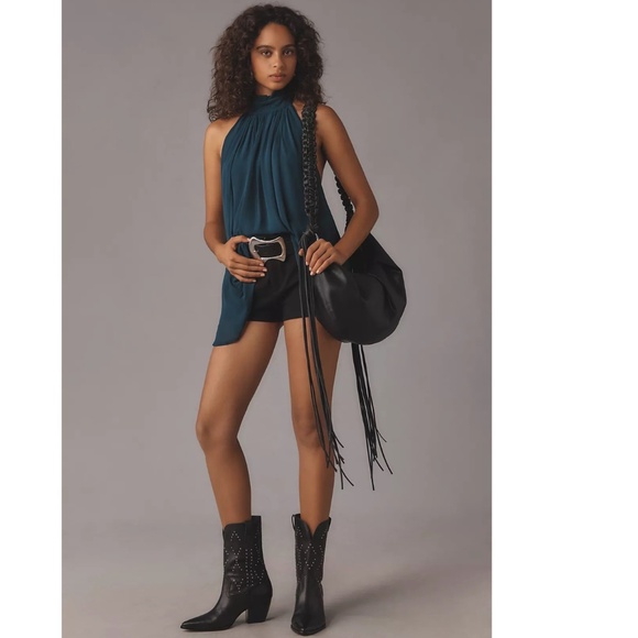 By Anthropologie Dark Turquoise Halter Tank Size XXS - Picture 3 of 5